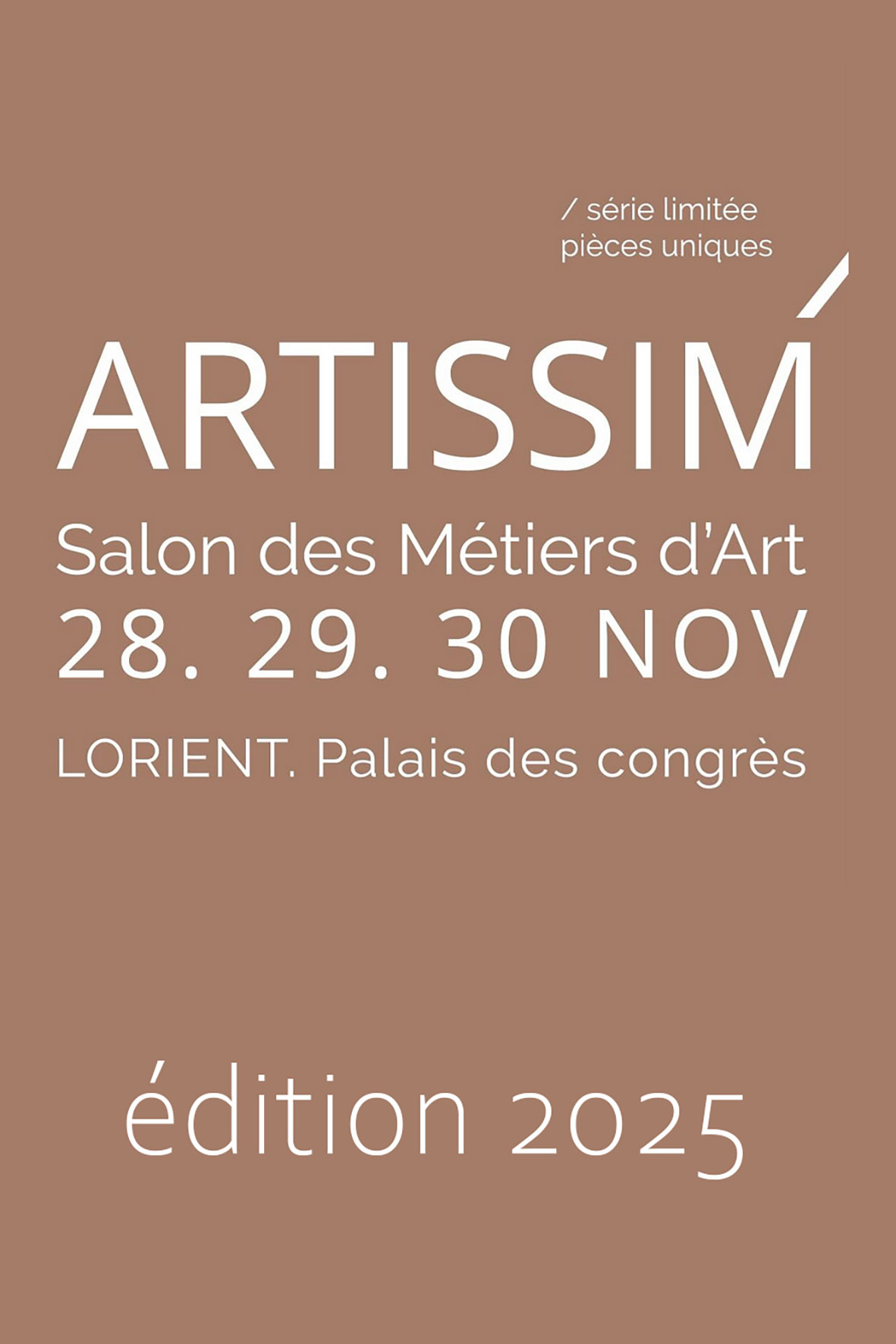 Affiche du salon des Métiers d'Art de Lorient, Artissim' novembre 2025