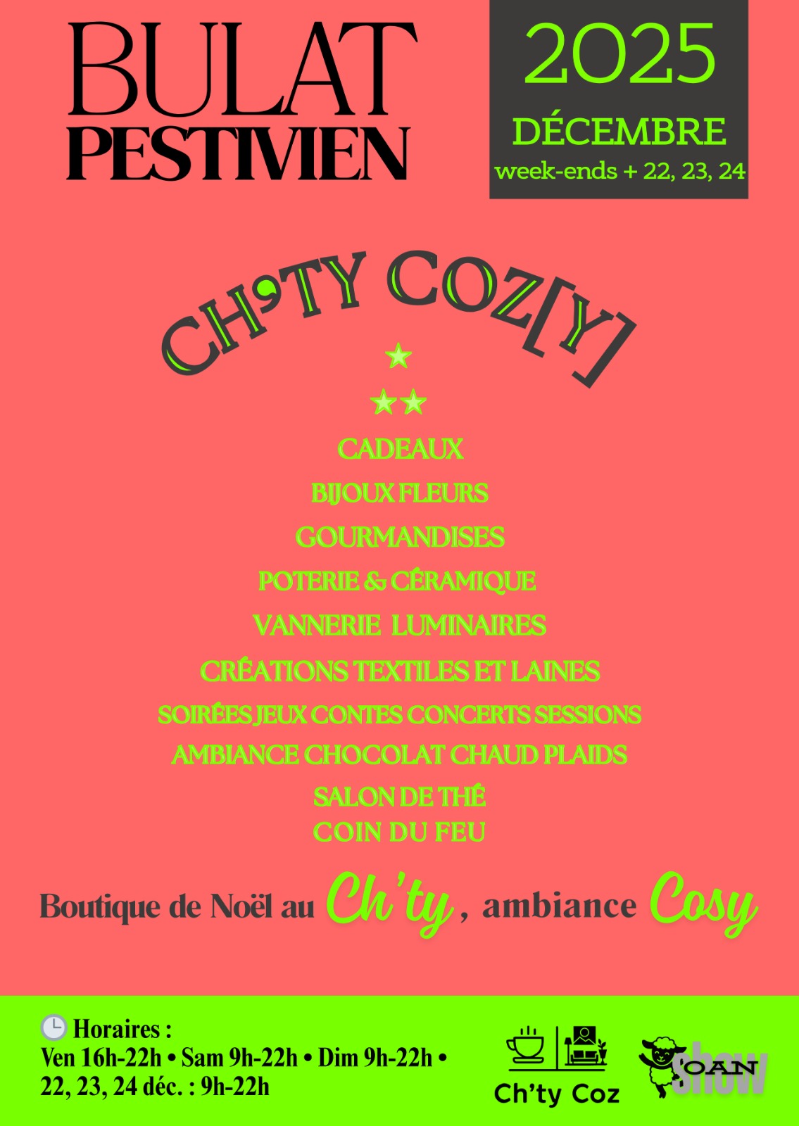 Affiche officielle boutique de noël 2025 café Chtycoz Bulat-Pestivien 